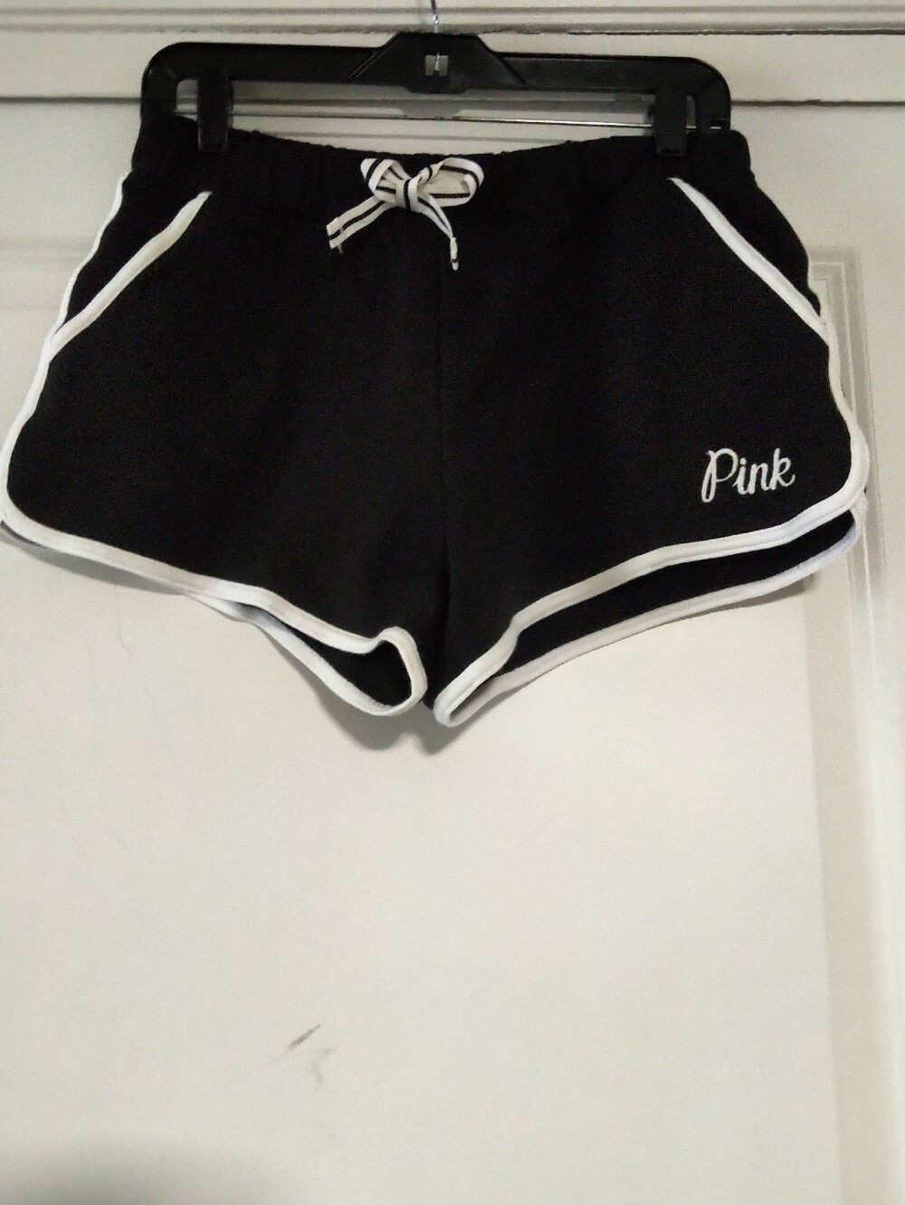 NWT PINK Victoria's Secret Pajama PINK Logo Shorts Black & White Trim - S